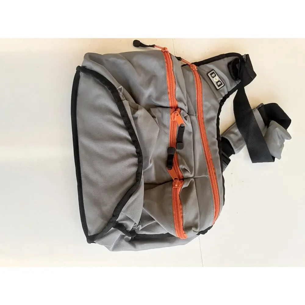 Diaper Dude Messenger Diaper Bag Gray Exterior Black Interior Orange Zippers